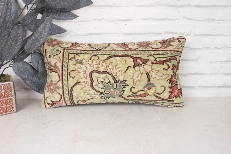 Tapestry Pillow Sham, Boho Pillow, 10x20 Green Pillow Cover, Vintage Cushion Case, Pillow for Couch, Boho Pillow Sham Cover, Pillow Cover - 1