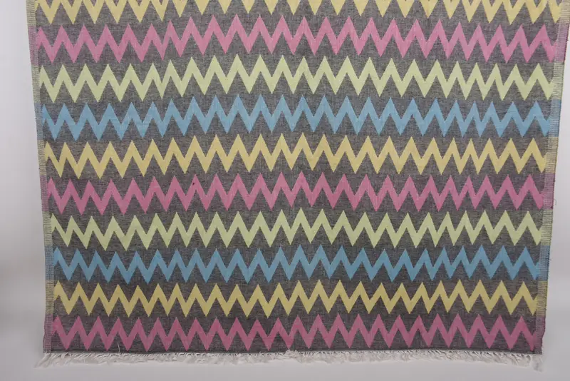 Zigzag Design Turkish Towel, Handmade Organic Cotton, Beige, 70x40 Inches