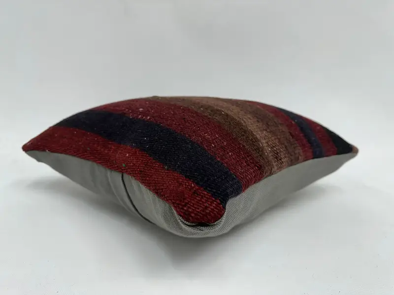 Ethnical Kilim Rug Pillow, Lounge Throw Cushion Case, Kilim Cushion Sham, 16x16 Red Pillow Case, Gift Pillow, Pillow Sham, Rustic Pillow - 6
