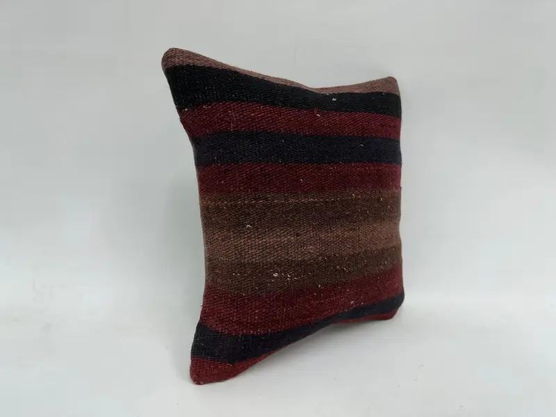 Ethnical Kilim Rug Pillow, Lounge Throw Cushion Case, Kilim Cushion Sham, 16x16 Red Pillow Case, Gift Pillow, Pillow Sham, Rustic Pillow - 3