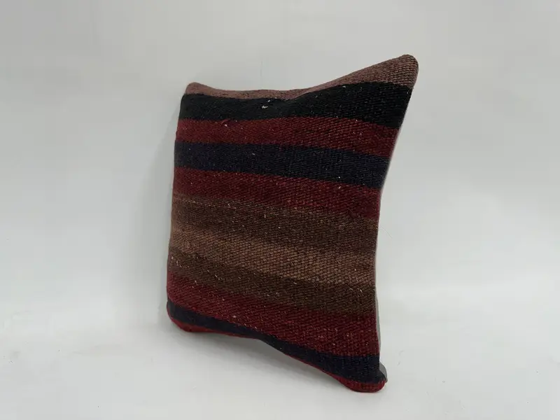 Ethnical Kilim Rug Pillow, Lounge Throw Cushion Case, Kilim Cushion Sham, 16x16 Red Pillow Case, Gift Pillow, Pillow Sham, Rustic Pillow - 4