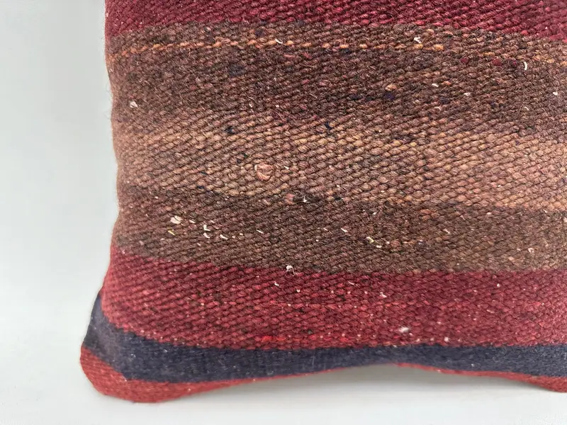 Ethnical Kilim Rug Pillow, Lounge Throw Cushion Case, Kilim Cushion Sham, 16x16 Red Pillow Case, Gift Pillow, Pillow Sham, Rustic Pillow - 2