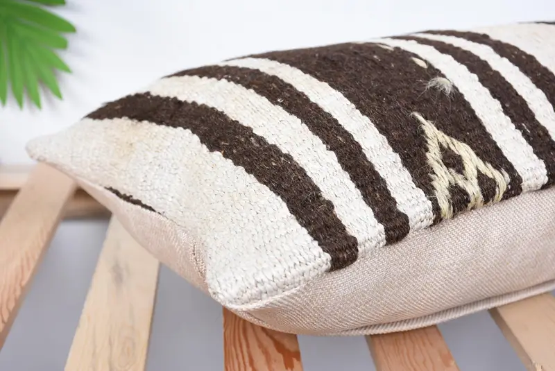 Decorative Cushion, 12x24 Beige Pillow Sham, Vintage Pillow, Meditation Cushion Cover, Kilim Pillow Cover, Interior Designer Pillow, Pillow Sham - 6