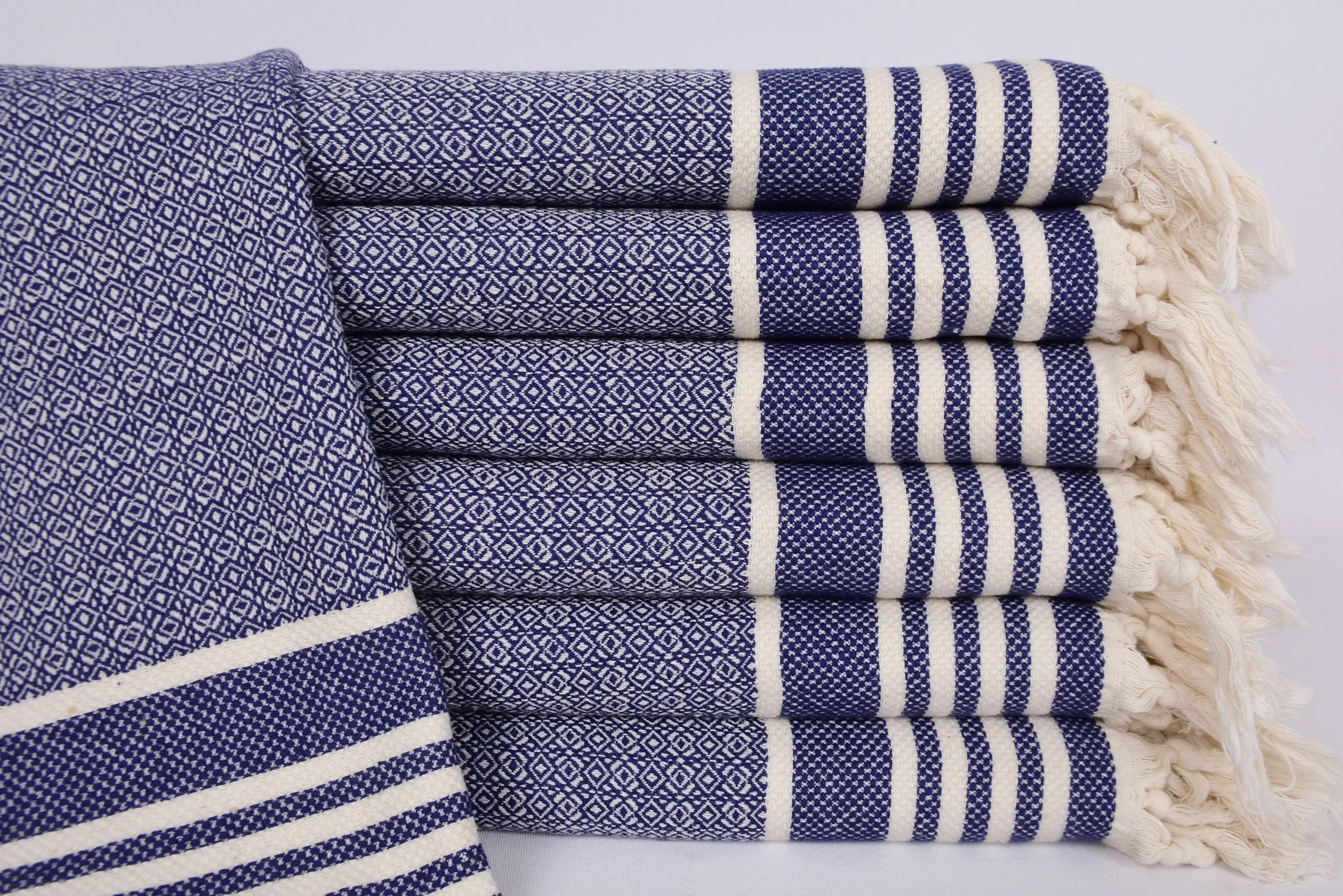 Christmas Hand Towel Organic Cotton Navy Diamond, 32x16 Inches - 1