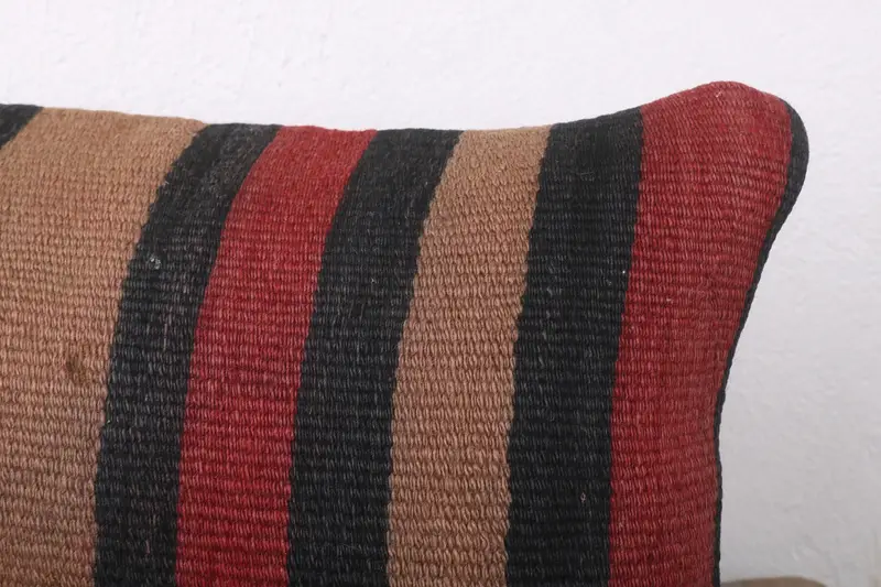 Handmade Kilim Cushion, Bed Pillow Cover, Pillow Case, Armchair Pillow, Boho Pillow, Turkish Pillow, 12x24 Brown Pillow Sham - 5