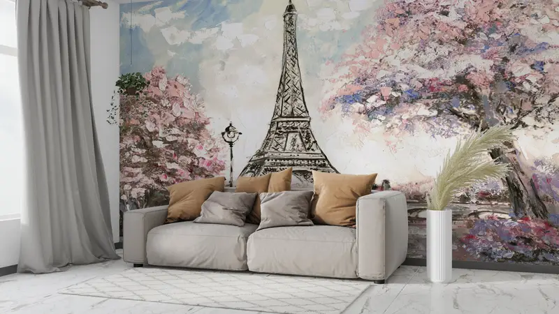 Eiffel Mural, Couple Wall Print, Romantic Couple Mural, France Wall Painting, Landscape Wall Painting, Paris Wall Art, View Wall Paper, - 8