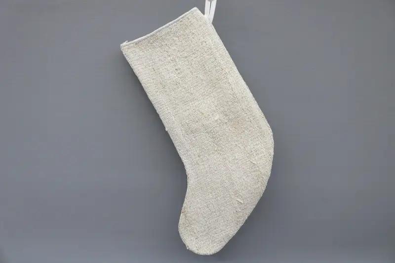 Beyaz Süslü Bej Noel Çorabı, Şenlikli Tatil Çorabı