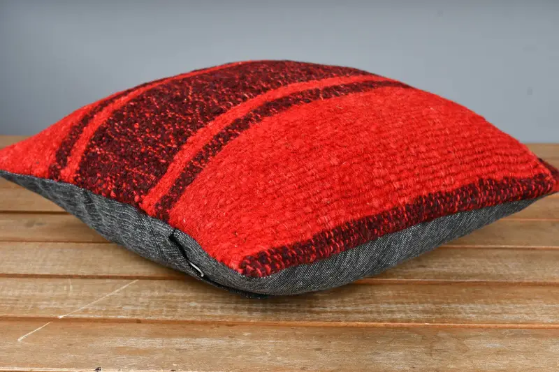 Pillow Case, Bolster Throw Cushion Case, Garden Cushion, Comfy Throw Cushion, 12x12 Red Pillow, Turkish Pillow, Gift Pillow, Pillow for Sofa - 4