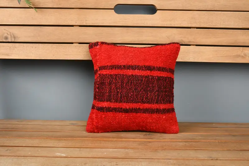 Pillow Case, Bolster Throw Cushion Case, Garden Cushion, Comfy Throw Cushion, 12x12 Red Pillow, Turkish Pillow, Gift Pillow, Pillow for Sofa - 6