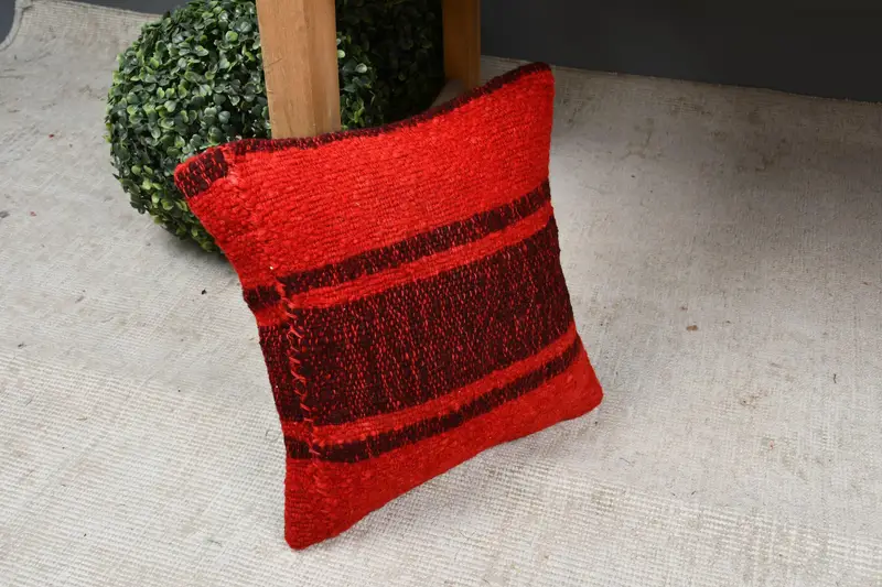 Pillow Case, Bolster Throw Cushion Case, Garden Cushion, Comfy Throw Cushion, 12x12 Red Pillow, Turkish Pillow, Gift Pillow, Pillow for Sofa - 7