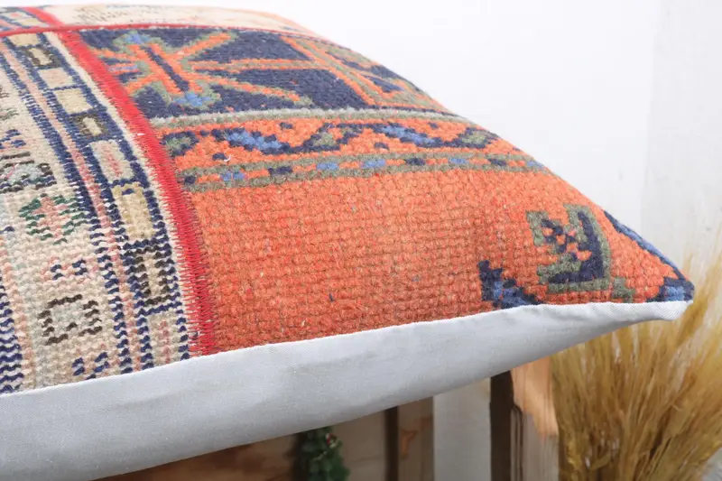 24x24 Blue Pillow Sham, Boho Pillow, Pillow for Sofa, Cushion Cover, Accent Pillow, Hippie Throw Cushion Case, Vintage Kilim Pillow - 6