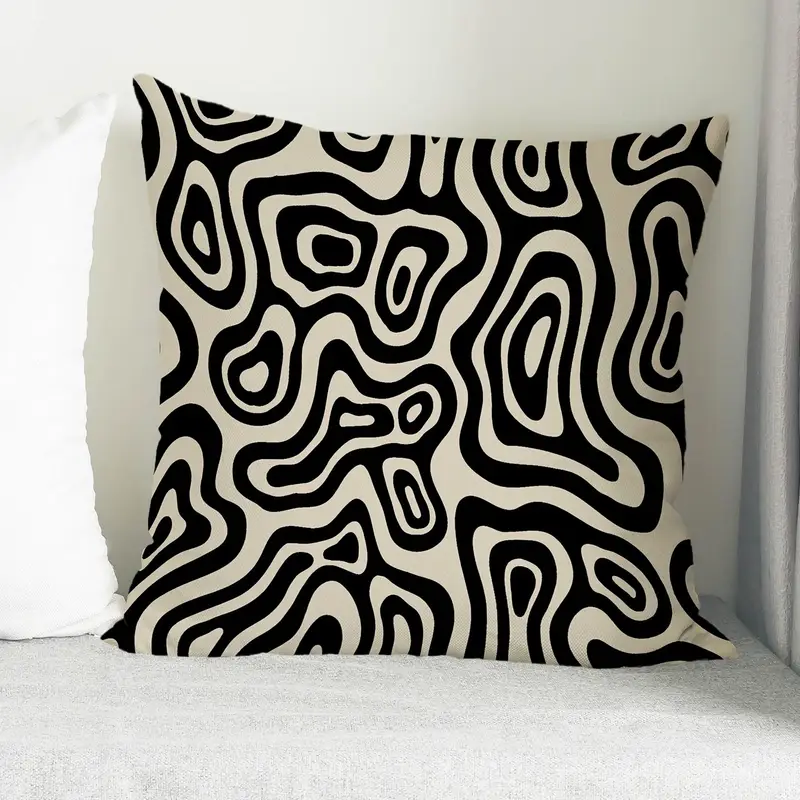 Abstract Pattern Printed Pillow: Black & White Boho Decor