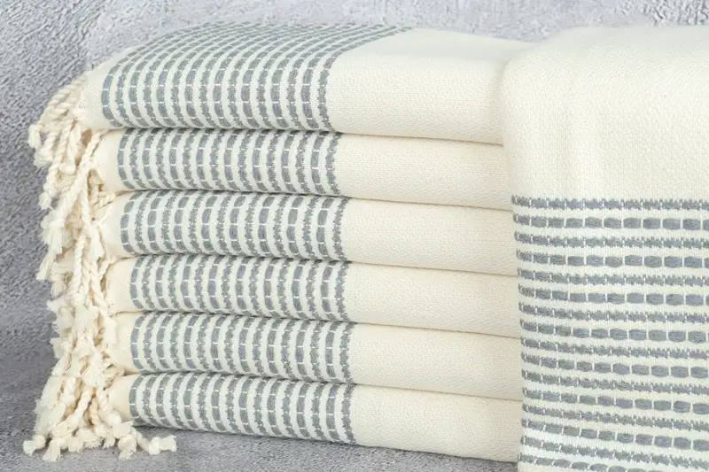 Türkisches Handtuch Strand Dunkelgrau gestreift, individuell 36x69 Zoll