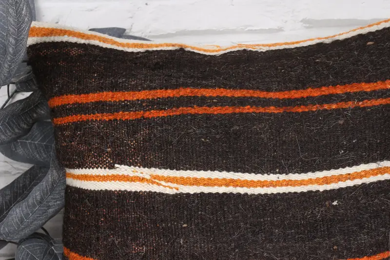 Throw Kilim Pillow, Kilim Pillow Cover, Bolster Pillow, Nomadic Pillow Sham, Antique Pillows, Pillow Sham, 18x18 Brown Cushion - 2