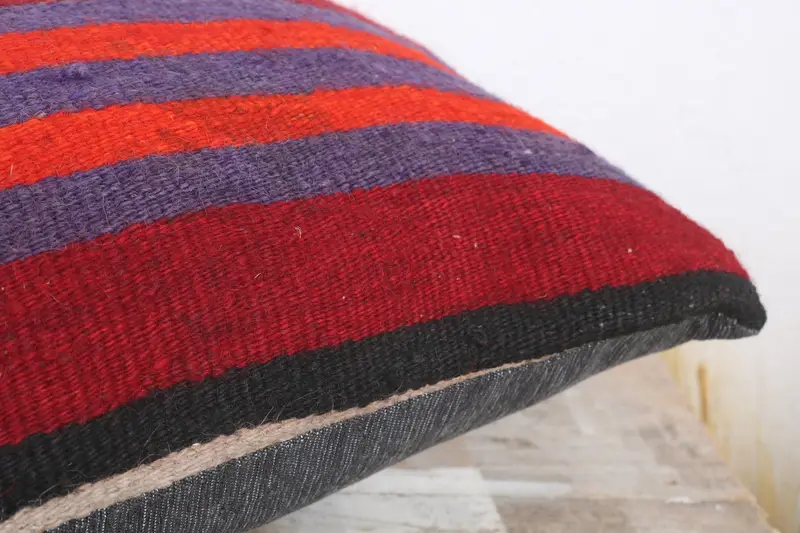 Cushion Case, Kilim Pillow, Home Decor Pillow, Vintage Kilim Throw Pillow, 12x20 Red Pillow Case, Seat Pillow Cover, Accent Throw Cushion Cover - 6