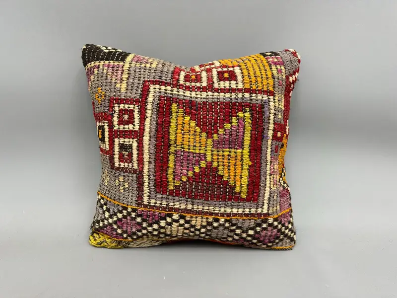 Pillow, Oriental Cushion Cover, 18x18 Purple Pillow Sham, Turkish Pillow, Bohemian Cushion Pillow Case, Throw Kilim Pillow, Home Decor Pillow - 4