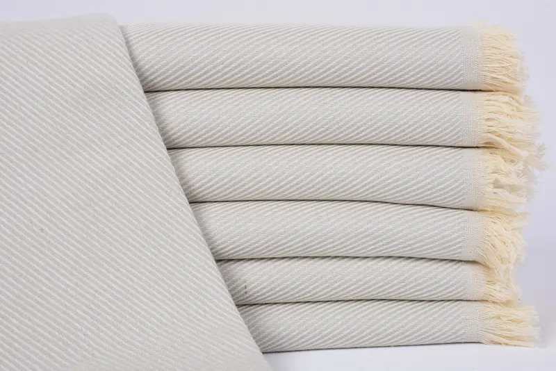 Wedding Gift Light Gray Striped Towel, 70x36 Inches, Organic Cotton