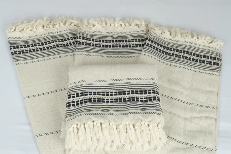 Turkish Cotton Throw Blanket, Bridesmaid Gifts, Custom Wedding Gifts, Boyfriend Gift, 96x94 Linen Striped Towel, Shower Curtain, Throw Blanket Couch - 5