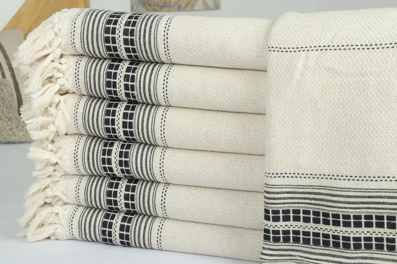 Turkish Cotton Throw Blanket, Bridesmaid Gifts, Custom Wedding Gifts, Boyfriend Gift, 96x94 Linen Striped Towel, Shower Curtain, Throw Blanket Couch - 2