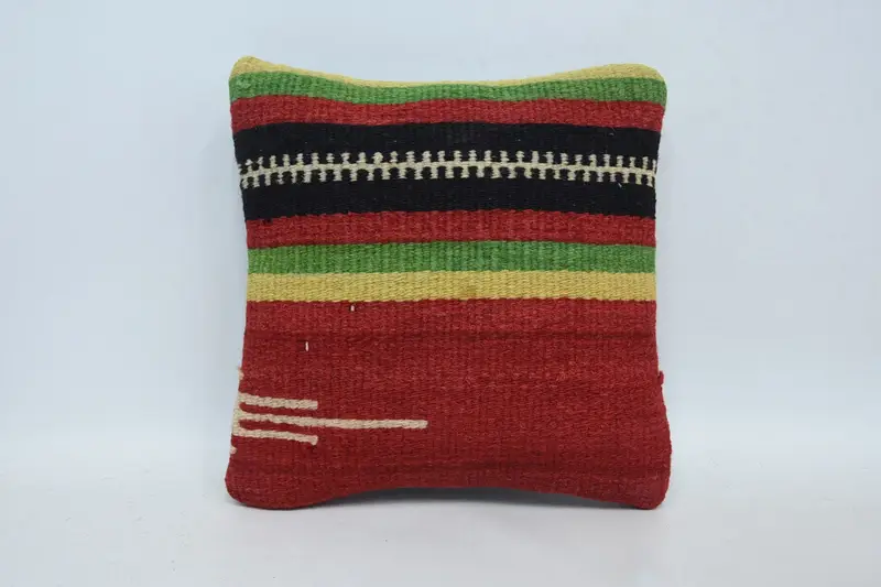 Luxury Cushion, Throw Kilim Pillow, Boho Pillow Sham Cover, Kilim Pillow Cover, Pillow Case, 12x12 Red Cushion Cover, Neutral Cushion Case - 1