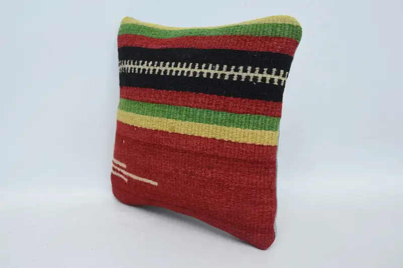 Luxury Cushion, Throw Kilim Pillow, Boho Pillow Sham Cover, Kilim Pillow Cover, Pillow Case, 12x12 Red Cushion Cover, Neutral Cushion Case - 4
