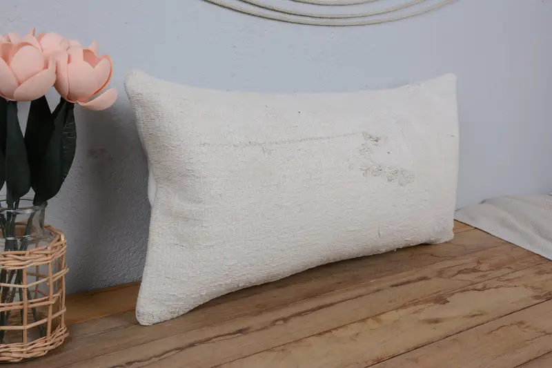 Pillow for Couch, Turkish Pillow, Pillow Case, Meditation Pillow Case, 12x24 White Cushion Case, Meditation Cushion Cover, Antique Pillows - 1