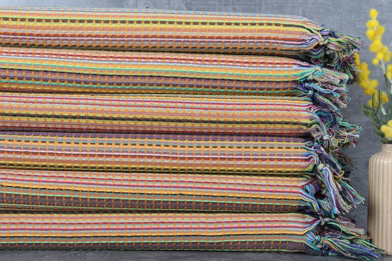 Turkish Towel Organic Cotton Waffle Towel Mustard Beige, 40x71 Inches