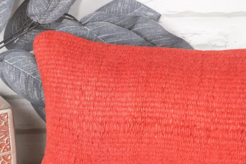 Boho Pillow Sham Cover, Authentic Cushion, Aztec Pillow, 8x16 Red Cushion Case, Bench Pillow, Ethnical Kilim Rug Pillow, Cushion, Kilim Cushion Sham - 2