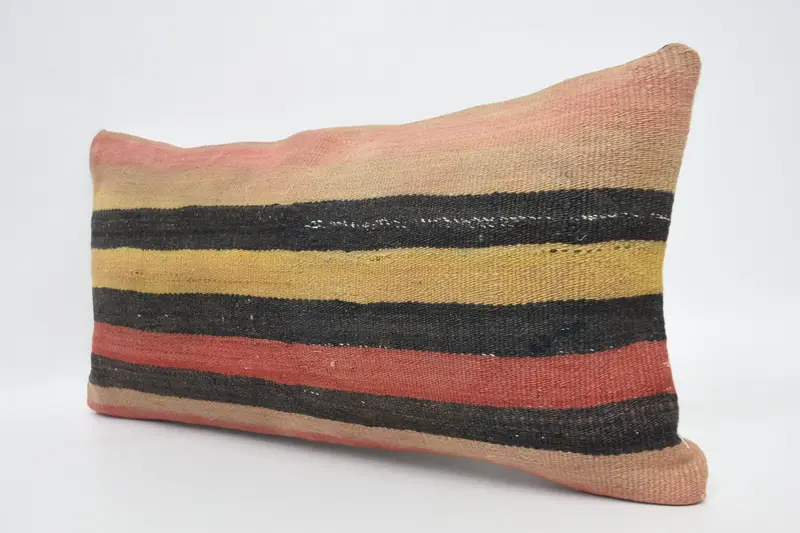 Kilim Pillow Cover, Throw Kilim Pillow, 12x24 Red Pillow Cover, Boho Pillow Sham Cover, Decorative Cushion Case, Pillow Case - 4