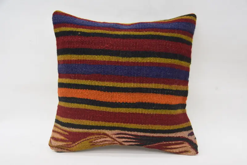 Vintage Kilim Pillow, Pattern Throw Pillow Cover, Pillow for Sofa, Cushion Case, Handmade Kilim Cushion, 12x12 Blue Pillow - 1