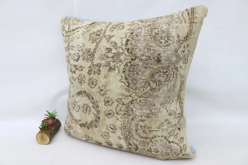 Vintage Kilim Throw Pillow, Toss Pillow, 32x32 Beige Pillow Sham, Bolster Pillow, Bench Cushion, Pillow, Boho Pillow Sham Cover, Boho Pillow - 5