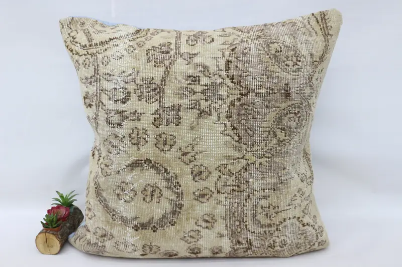 Vintage Kilim Throw Pillow, Toss Pillow, 32x32 Beige Pillow Sham, Bolster Pillow, Bench Cushion, Pillow, Boho Pillow Sham Cover, Boho Pillow - 4