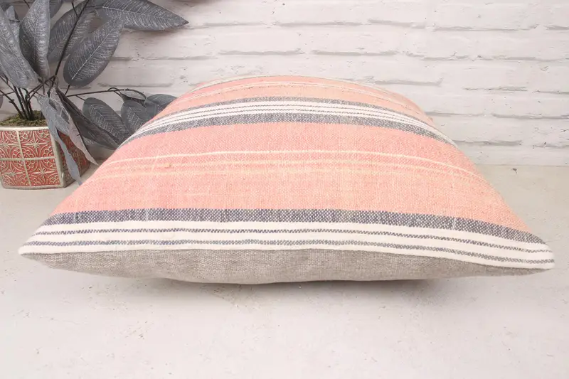 Kilim Pillow Cover, 18x18 Pink Cushion, Pillow, Throw Kilim Pillow, Ethnical Kilim Rug Pillow, Crochet Pattern Cushion Case - 5