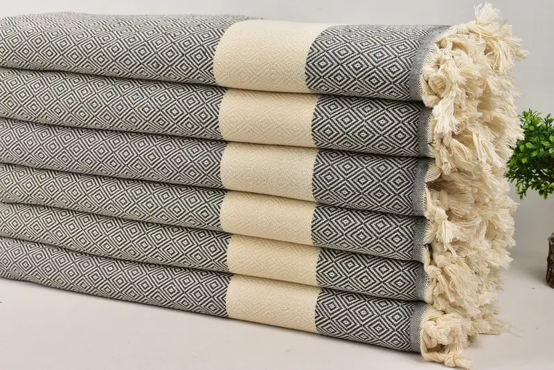 96x80 Cotton Diamond Towel, Tablecloth, Wedding Day Gift For Bride, Personalized Home Gift Wedding, Throw Blanket Couch, Turkish Blanket - 3