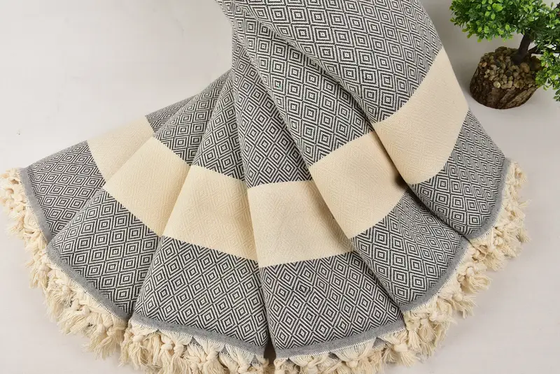 96x80 Cotton Diamond Towel, Tablecloth, Wedding Day Gift For Bride, Personalized Home Gift Wedding, Throw Blanket Couch, Turkish Blanket - 4