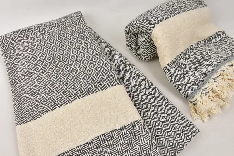 96x80 Cotton Diamond Towel, Tablecloth, Wedding Day Gift For Bride, Personalized Home Gift Wedding, Throw Blanket Couch, Turkish Blanket - 7