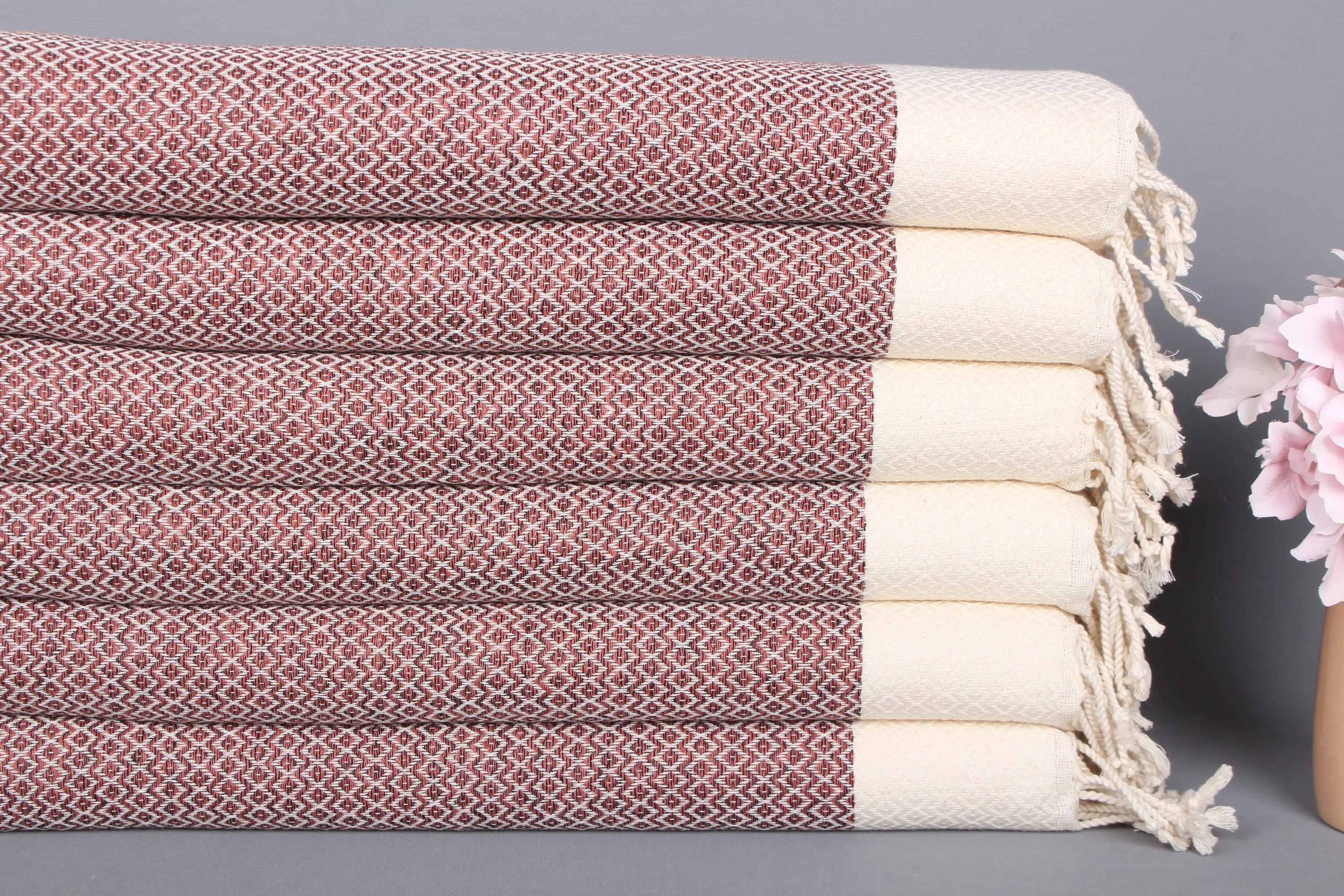 Diamond Personalized Turkish Hand Towel Organic Cotton, Beige, 20x40 Inches - 1