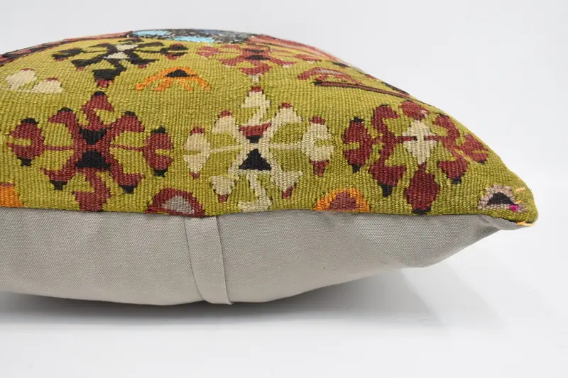 Antique Pillows, Vintage Pillow, Ethnical Kilim Rug Pillow, Car Pillow Sham, Bolster Throw Cushion Case, 24x24 Red Cushion Case, Pillow - 5