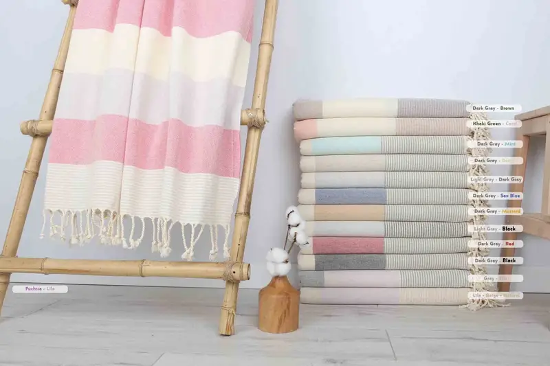 Housewarming Gift, Bachelorette Beach Towel, Custom Gift, Bulk Order Towel, Lightweight Turkish towel, Engagement Gift, 70x40 Cotton Striped Towel