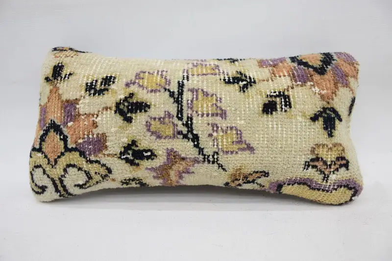 Throw Beige Pillow Cover, Moroccan Mini Lumbar 20x40 cm Cushion - 1