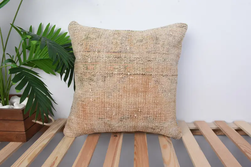 Orange Southwestern Embroidered Pillow, 18x18 Vintage Throw Pillow