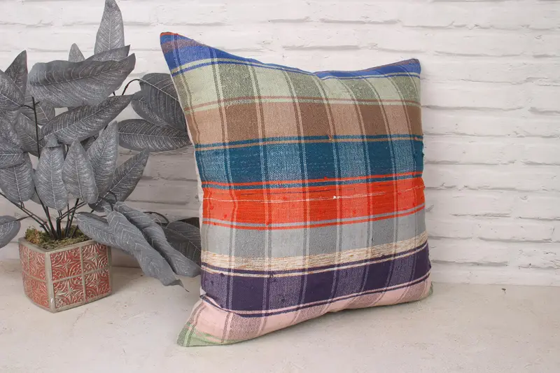 20x20 Blue Pillow Cover, Throw Kilim Pillow, Gift Pillow, Couch Pillow Cover, Kilim Pillow Cover, Cotton Pillow Sham, Cushion Cover - 3