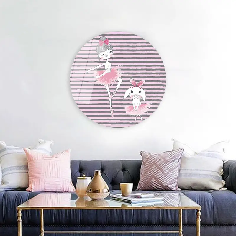 Elegante Ballettmädchen-Kaninchen-Leinwand: Rosa Jugendzimmerdekoration