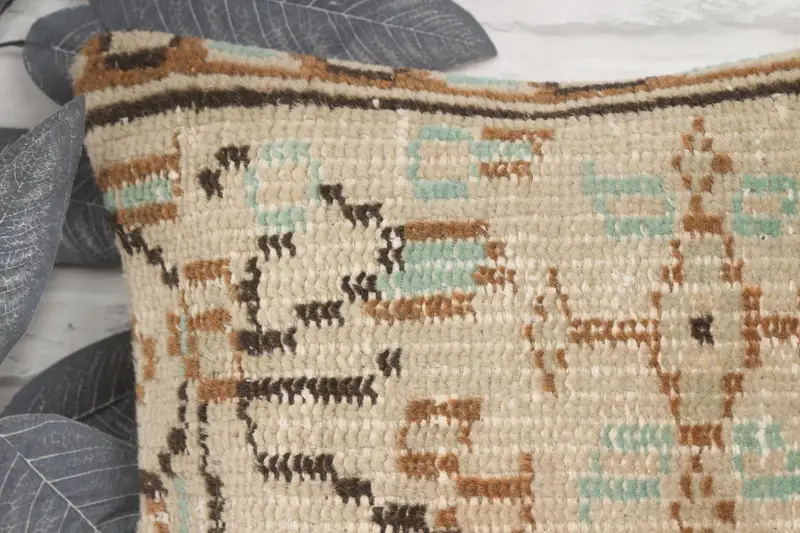 Authentic Pillow Cover, 14x14 Beige Pillow Sham, Pillow Cover, Vintage Pillow, Kilim Pillow, Boho Pillow Sham Cover, Sustainable Pillow Sham - 2