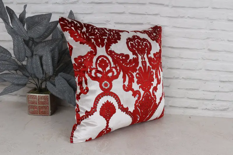 Wool Kilim Pillow Pillow Cover, Pillow Case, Cotton Cushion, 20x20 Red Cushion Cover, Throw Kilim Pillow, Kilim Pillow, Boho Pillow Sham Cover - 3