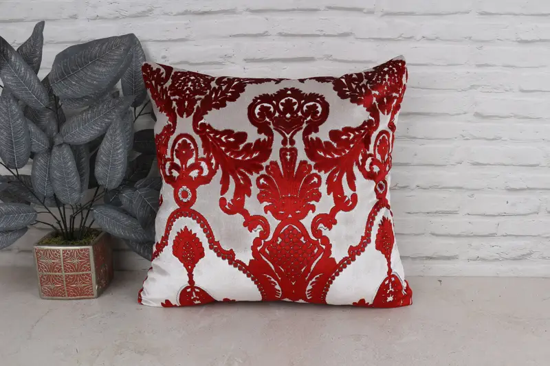 Wool Kilim Pillow Pillow Cover, Pillow Case, Cotton Cushion, 20x20 Red Cushion Cover, Throw Kilim Pillow, Kilim Pillow, Boho Pillow Sham Cover - 1