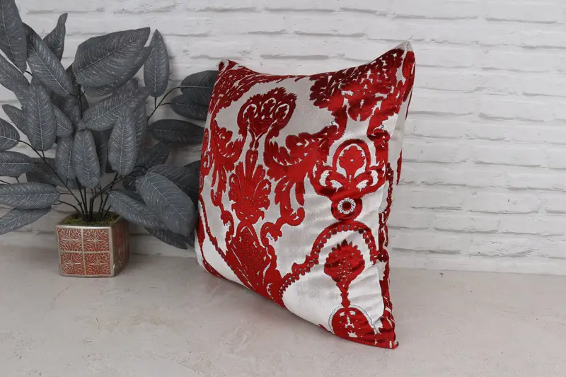 Wool Kilim Pillow Pillow Cover, Pillow Case, Cotton Cushion, 20x20 Red Cushion Cover, Throw Kilim Pillow, Kilim Pillow, Boho Pillow Sham Cover - 4