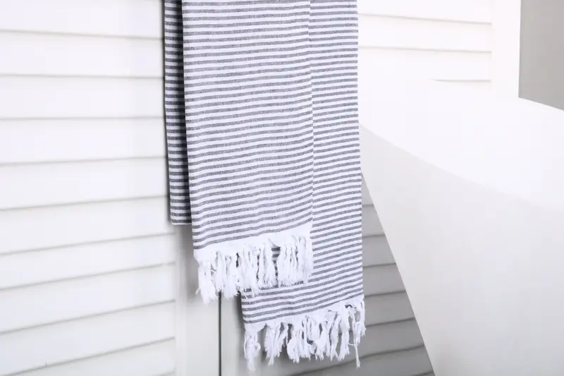 Organic Turkish towel, Beach towel, Absorbent Turkish peshtemal towel for beach use, Bridal Shower Gifts, 68x36 Cotton Striped Towel, Custom Towel - 8