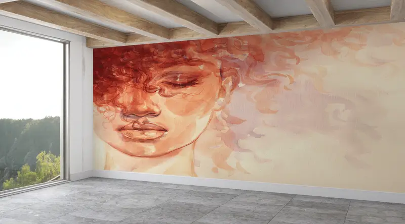 Elegante Tapete mit abstraktem Mädchendruck: Zeitgenössische Inneneinrichtung