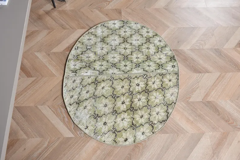 Alfombra marroquí verde, decoración elegante de 2,4x2,9 pies